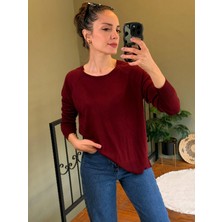Ali Butik Bordo Bisiklet Yaka Basic Ince Triko