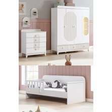 Setay Vizyon Çocuk Odası, Vizyon 4 Kapaklı Dolap, Vizyon Montessori Karyola, Şifonyer - Beyaz