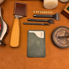 Bi Deri Bideri Kybele Hakiki Deri Yapışkanlı Kartlık Haki