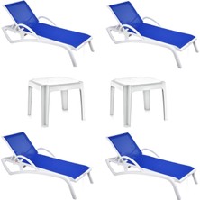 Retro Art Holiday Fileli Şezlong 4’lü Set Plastik Gövde Ferrari Fileli Havuz & Plaj Şezlongu