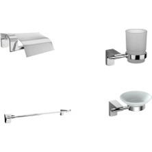 Akademik Mimarlık F1 Serisi Krom Paslanmaz Duvara Monte Tuvalet Kağıtlığı , Havluluk ,sabunluk , Diş Fırçalık Banyo Seti