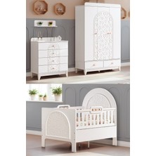 Setay Garden Çocuk Odası Takımı, Garden 3 Kapaklı Dolap, Garden Büyüyen Beşik, Şifonyer - Beyaz