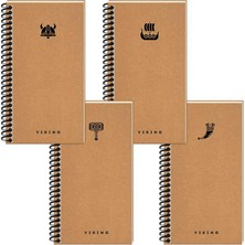 Keskin Color Keskin 10*19 Çizgisiz Sert Kapak La Plume Viking Defter - 4'lü Set