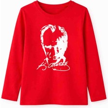 Kral Bebe Kırmızı Atatürk Baskılı Uzun Kollu Çocuk Tişört