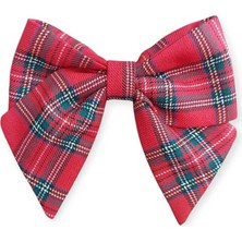 Minval Özel Tasarım Ekose Yılbaşı Vb Özel Günler Için 8 cm Otomatik Klipsli Kısa Kuyruklu Fiyonk Toka