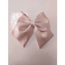 Minval Gül Kurusu Saten Kumaş Orta Boy 8 cm Otomatik Metal Klipsli Fiyonk Toka