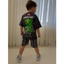 Cg Kids Minecraft LEGO Erkek Çocuk Tshirt & Şort Alt Üst Takım Süper Kalite Sırt Baskı Detay