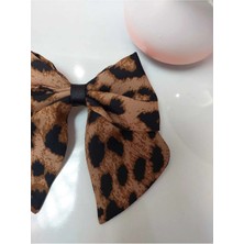 Minval Leopar Desenli 8 cm Otomatik Metal Klipsli Fiyonk Toka