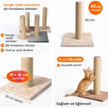 Uravas Store Kare Tabanlı Doğal Jut Kedi Tırmalama Tahtası 40 cm Karışık