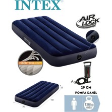 intex Tek Kişilik Şişme Yatak Ev ve Kamp Yatağı Outdor Camping Dura-Beam (Pompa Hediyeli) 191X76X25CM
