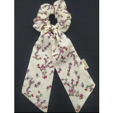 Minval Çiçekli Kuyruklu Scrunchie Simit Toka