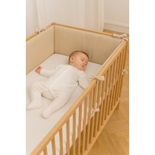 Jaju Baby Kapiçino Renk Beşik Kenar Koruyucu Beşik Kenar Koruma %100 Pamuk Kumaş 60x120