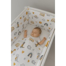 Jaju Baby Müslin Dinozor (4 Kenar) Beşik Kenar Koruyucu %100 Pamuk Kumaş Beşik Kenar Koruma 60x120