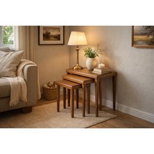 Fami Home| İskandinav 3’lü İç İçe Modern Ahşap Zigon Sehpa