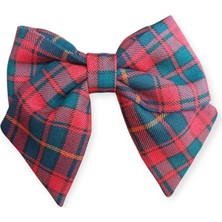 Minval Özel Tasarım Ekose Yılbaşı Vb Özel Günler Için 8 cm Otomatik Klipsli Kısa Kuyruklu Fiyonk Toka