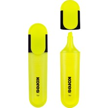 Kores Bright Liner Plus Sarı Fosforlu Kalem (10'lu Ekonomik Kutu)