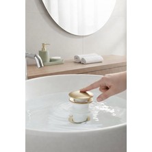 vitrinbanyo Lavabo Sifon Başlığı Mat Altın Bas-Aç Sistem Lavabo Ortası Gider Sifonu Mat Gold