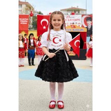 Kız Çocuk Güllü Papyon Beli Lastikli  Etek 6/13 Yaş