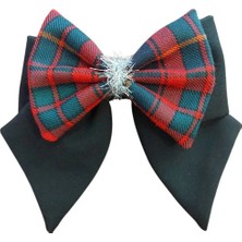 Minval Özel Tasarım Siyah ve Ekose Yılbaşı Vb. Özel Günler Için 8 cm Otomatik Klipsli Kısa Kuyruklu Toka