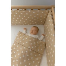 Jaju Baby Kahve Yıldız (4 Kenar) Beşik Kenar Koruyucu Beşik Kenar Koruma %100 Pamuk Kumaş 60x120