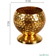 Yapay Çiçek Sitesi Metal Dekoratif Darbeli Küre Saksı 12 cm Altın