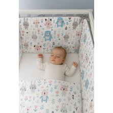 Jaju Baby Gri Tavşan (4 Kenar) Beşik Kenar Koruyucu %100 Pamuk Kumaş Beşik Kenar Koruma 80x130