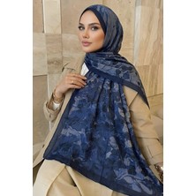 İmaj Butik Lacivert Ipekhan Desenli Kraş Şal