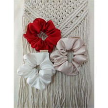 Minval Saten Kumaş Orta Boy 3'lü Scrunchie Lastik Toka