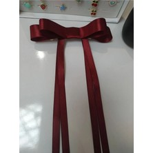 Minval Saten Sallantılı 8 cm Otomatil Klipsli Fiyonk Toka