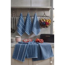 Cotton Queen Olea 6'lı Indigo Mutfak Havlusu