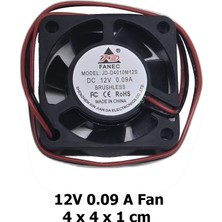 12V Dc 0.09A Brushless Soğutucu Fan 4X4X1 cm  Kasa Dvr Modem 3D Yazıcı Step Motor Uyumlu Minik Fan