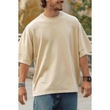 Tarz Cool Erkek %100 Organik Pamuklu Kalın Dokulu Comfort Fit Bisiklet Yakalı T-Shirt