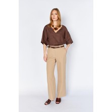 Tena Kadın Vizon 2039 Beli Kemerli Bol Paça Pantolon