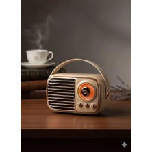 Telkur GTS-1959 Retro Bluetooth Hoparlör – Askılı Tasarım, USB & Tf Kart Destekli, Taşınabilir Mini Ses Sistemi Bej