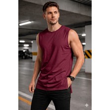 Tarz Cool Erkek Kolsuz Regular Fit Basic Atlet Yan Yırtmaçlı Pis Yaka Tişört