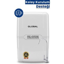 Water Global Su Arıtma Cihazı Pompalı Kapalı Kasa | Ro Ters Ozmos Sistem | Dahili 8l Çelik Tank | Beyaz (Üreticiden)
