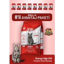 Cat food energy Sığır Etli Yetişkin Kedi Maması 500 G - 8 Adet