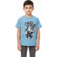 Toontoy Erkek Çocuk Bisiklet Yaka Kısa Kollu Baskılı Tişört 24992