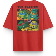 Overoz Ninja Turtles Ninja Kaplumbağalar Sırt Baskılı Yarı Oversize Unisex T-Shirt 1302