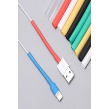 ThreeStep iPHONE Uyumlu Şarj Kablosu Koruyucu Makaron 12 cm 6 Farklı Renkli 6,4 mm Çap