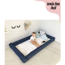Jaju Baby Lacivert Montessori Yatak Bariyer Beşik Kenar Koruma Özel Ölçü 60x120