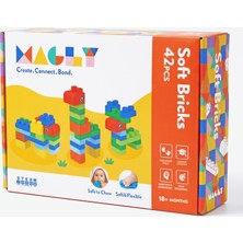 Magly Soft Bricks Yumuşak Yapı Blokları - Çocuklar İçin Renkli Esnek 42 Parça Yapı Blok Seti