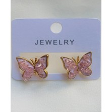 Deniz Accessories Pembe Minimal Kelebek Küpe