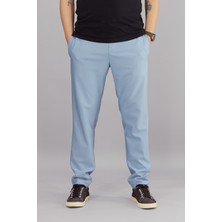 Souris Erkek Açık Mavi Rahat Kesim Pantolon Likralı Esnek Kumaş Ipli Lastikli Bel