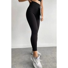 Moda Ugs Siyah Kışlık Şardonlu Fitilli Çelik Örme Tayt