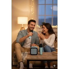 Telkur K12 (Tek Mikrofonlu) Bluetooth Hoparlör – RGB Işıklı Karaoke Parti Hoparlörü Mavi