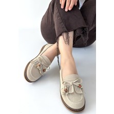 Erbilden Boriy Bej Deri Tozu Süet Babet Ayakkabı