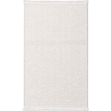 Şekerci Tekstil Premium sisal görünümlü polyester kilim – Kaymaz Taban – Robot Süpürge Uyumlu – Modern Zigzag Desen – Krem