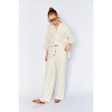 Tena Kadın Ekru Içi Astarlı Bel Bağlamalı Pantolon