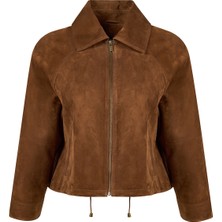 Derimod Miami Kadın Kahverengi Oversize Süet Deri Ceket 26SGD565410